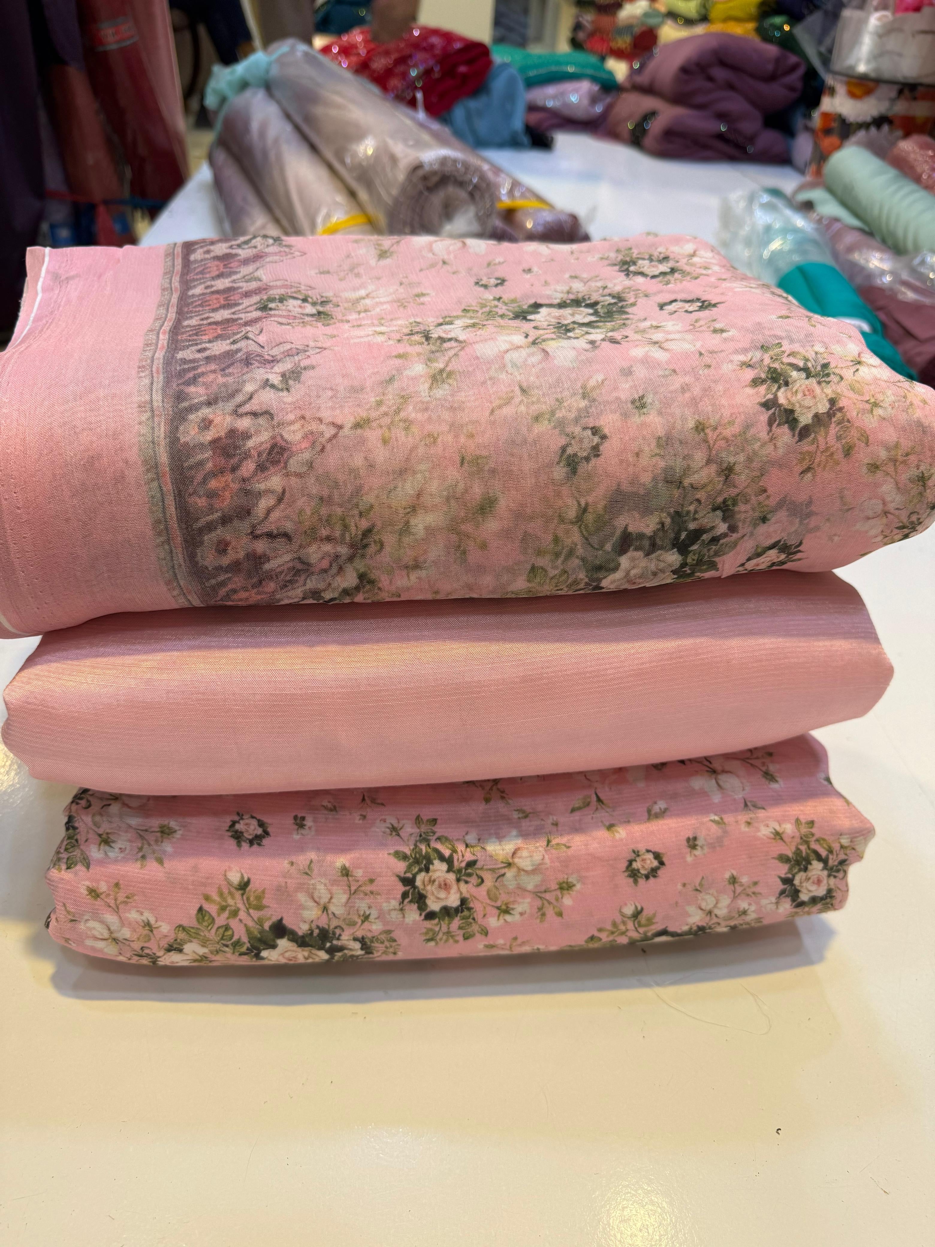 👗 Printed Rowsilk 3pc Suit with Chiffon Dupatta