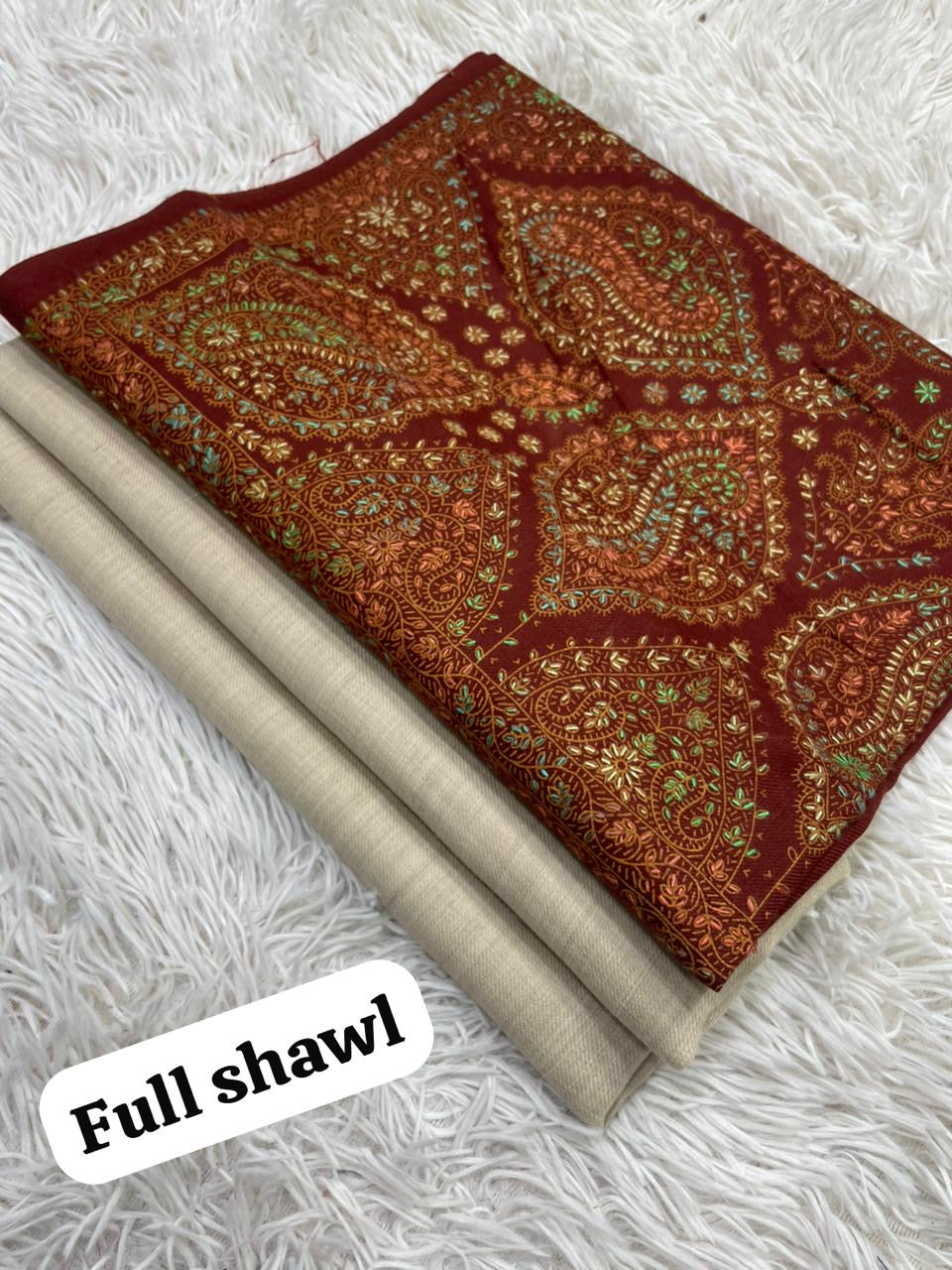 🧣 Winter Sale – Pashmina 3pc Suit with Embroidered Full-Size Shawl