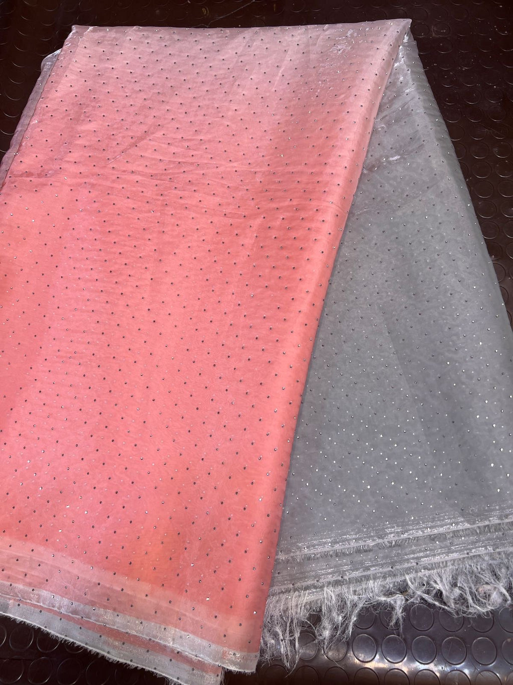 Ombre Sheesha Silk Stone Work Shirt with Stripe Sheesha Silk Pants