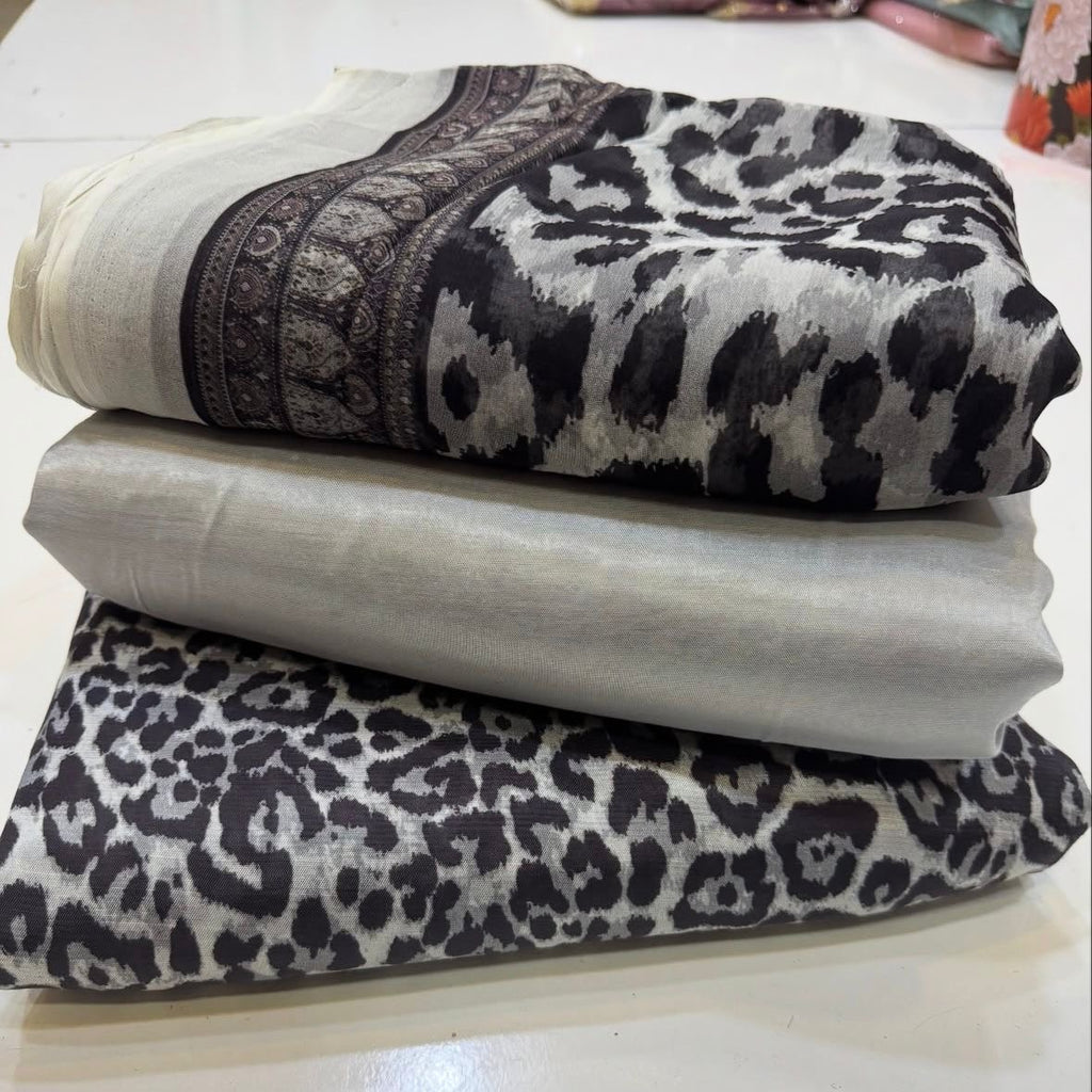 👗 Printed Rowsilk 3pc Suit with Chiffon Dupatta