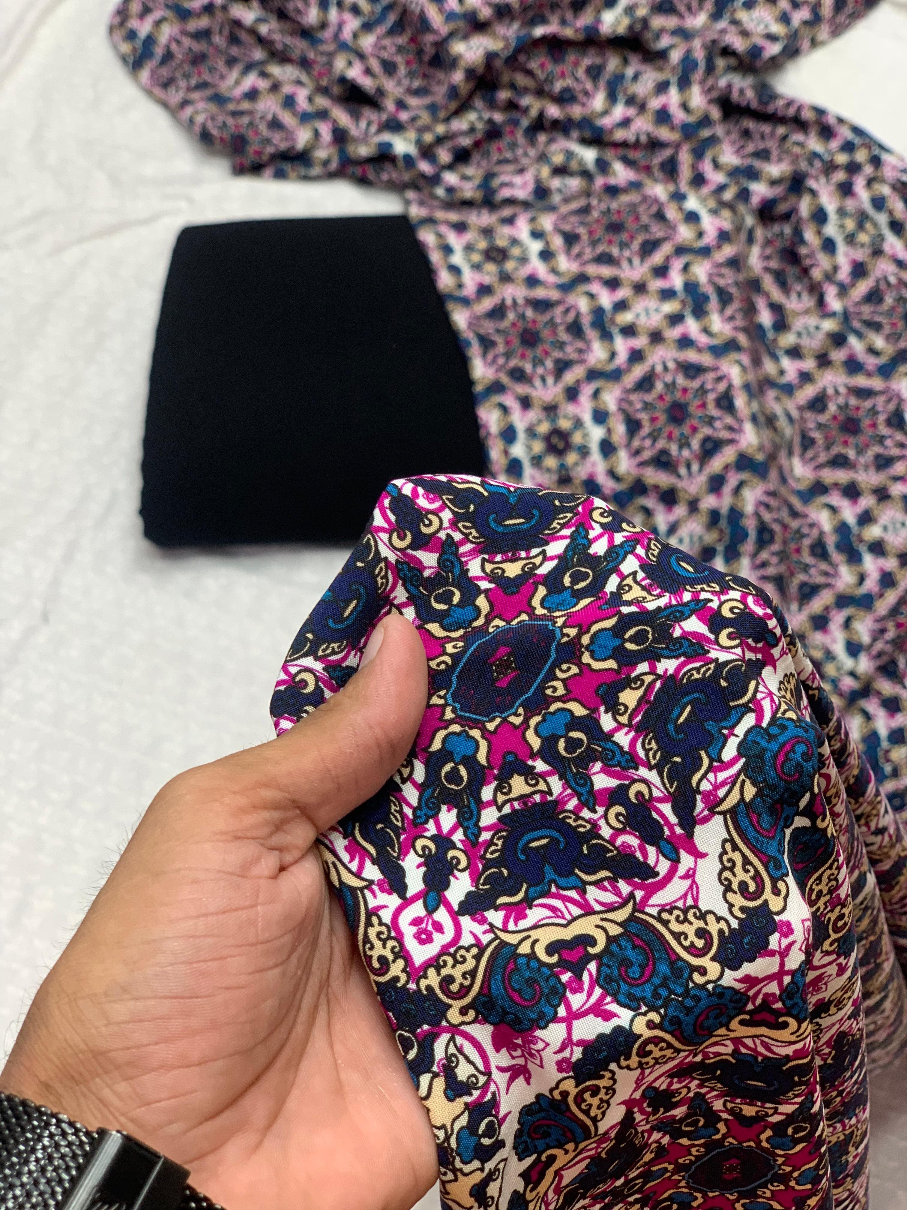 Product Title:
Pure Imported Boski Linen 3-Piece Suit with Malai Linen Printed Dupatta