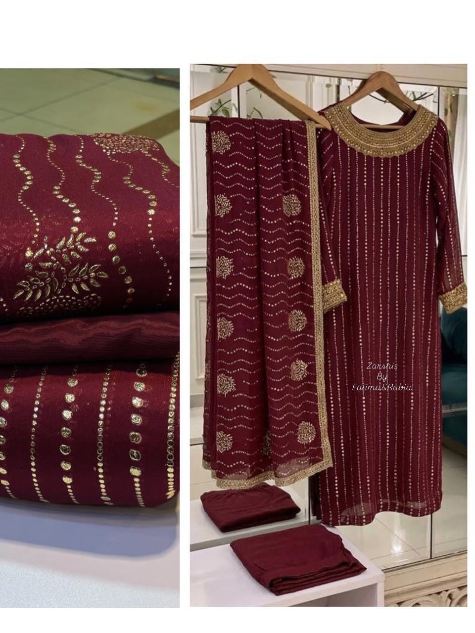 Pure Chanon Silk Mukesh Kamdani Work Suit