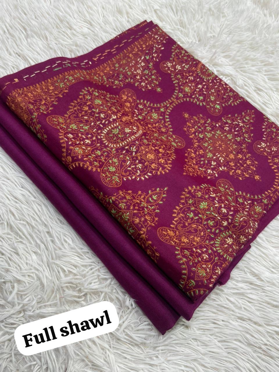 🧣 Winter Sale – Pashmina 3pc Suit with Embroidered Full-Size Shawl