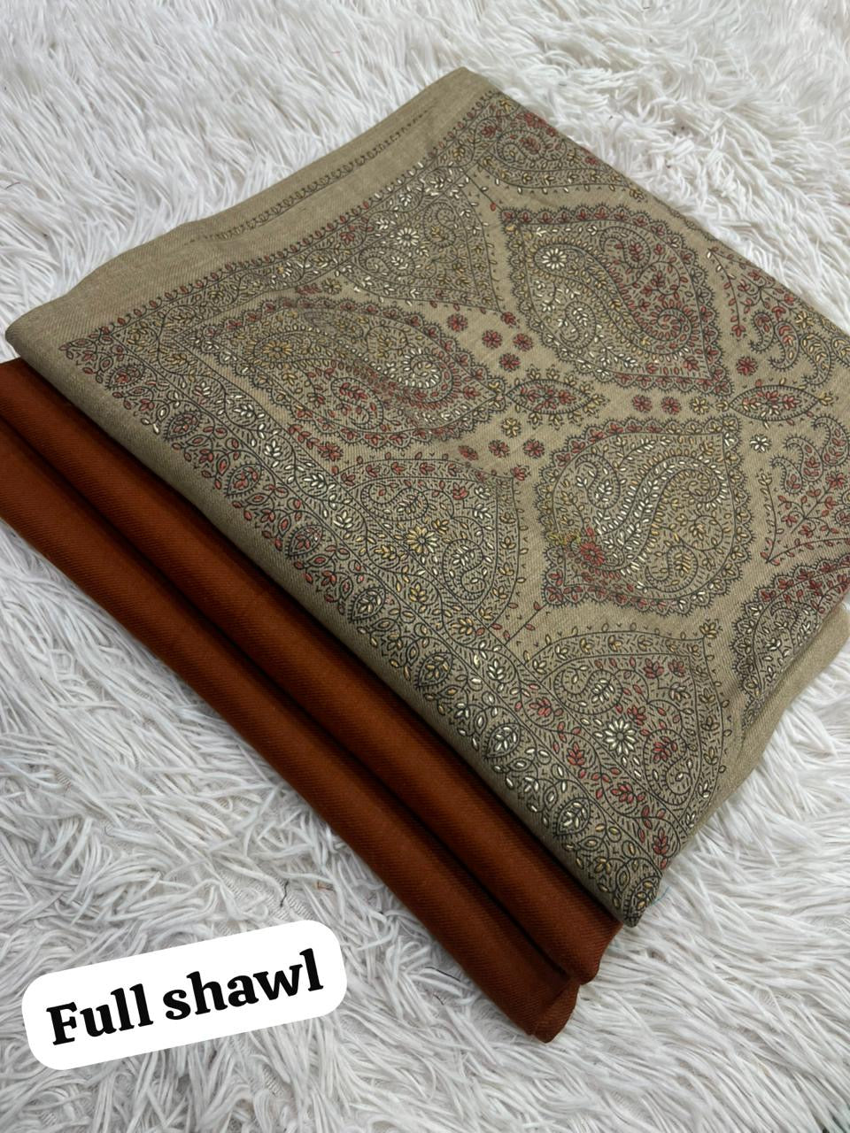 🧣 Winter Sale – Pashmina 3pc Suit with Embroidered Full-Size Shawl