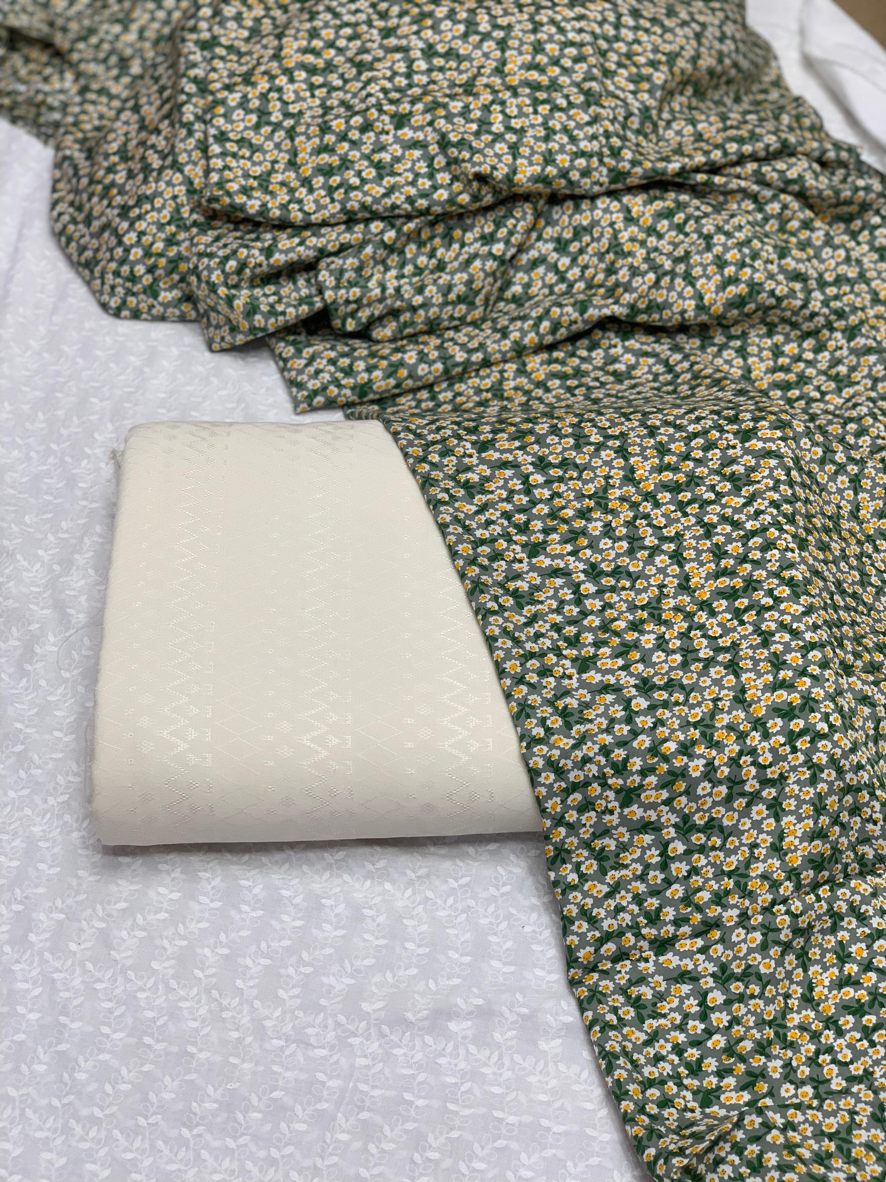 Product Title:
Pure Imported Boski Linen 3-Piece Suit with Malai Linen Printed Dupatta