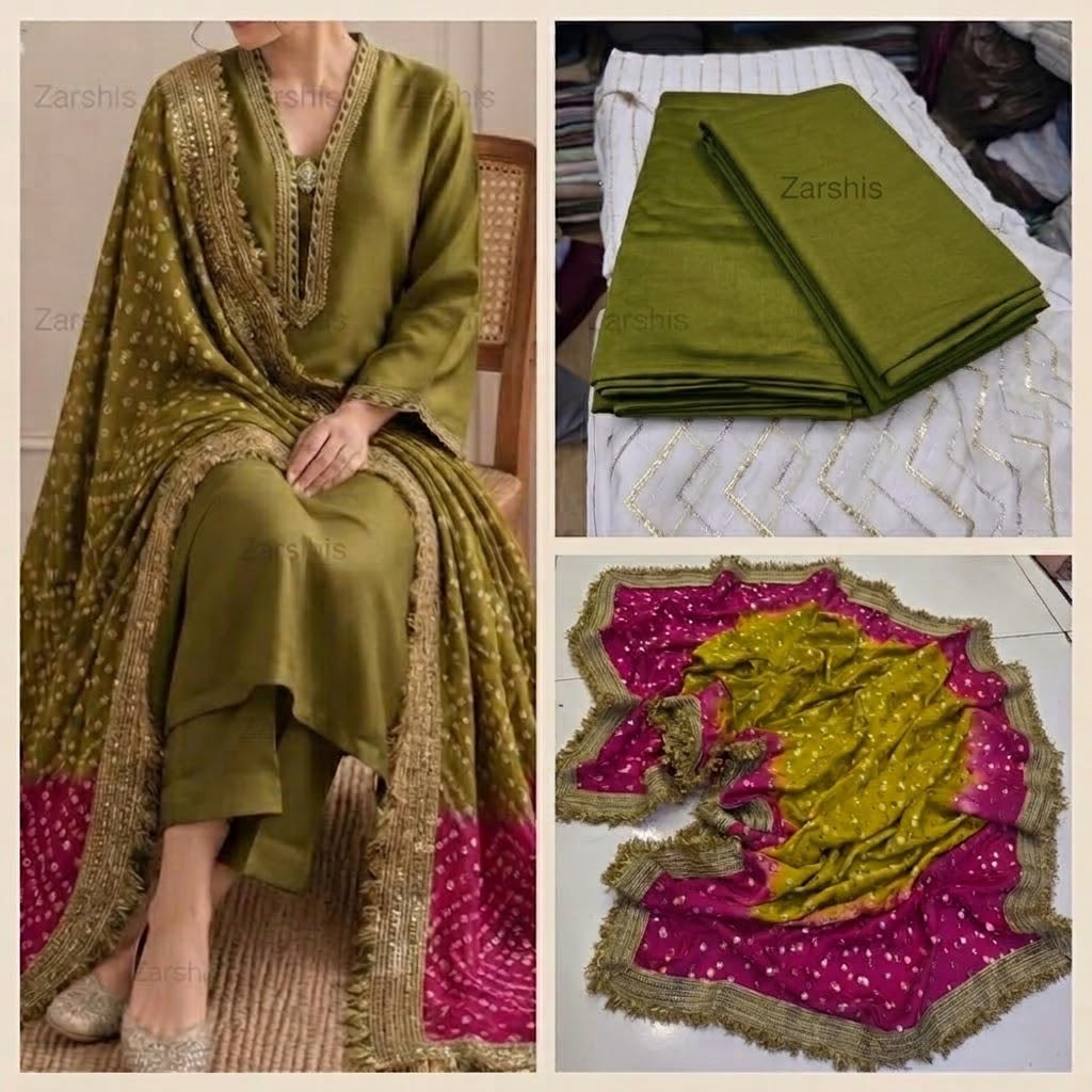 Pure Sheesha Silk Suits with Bandni Dupatta