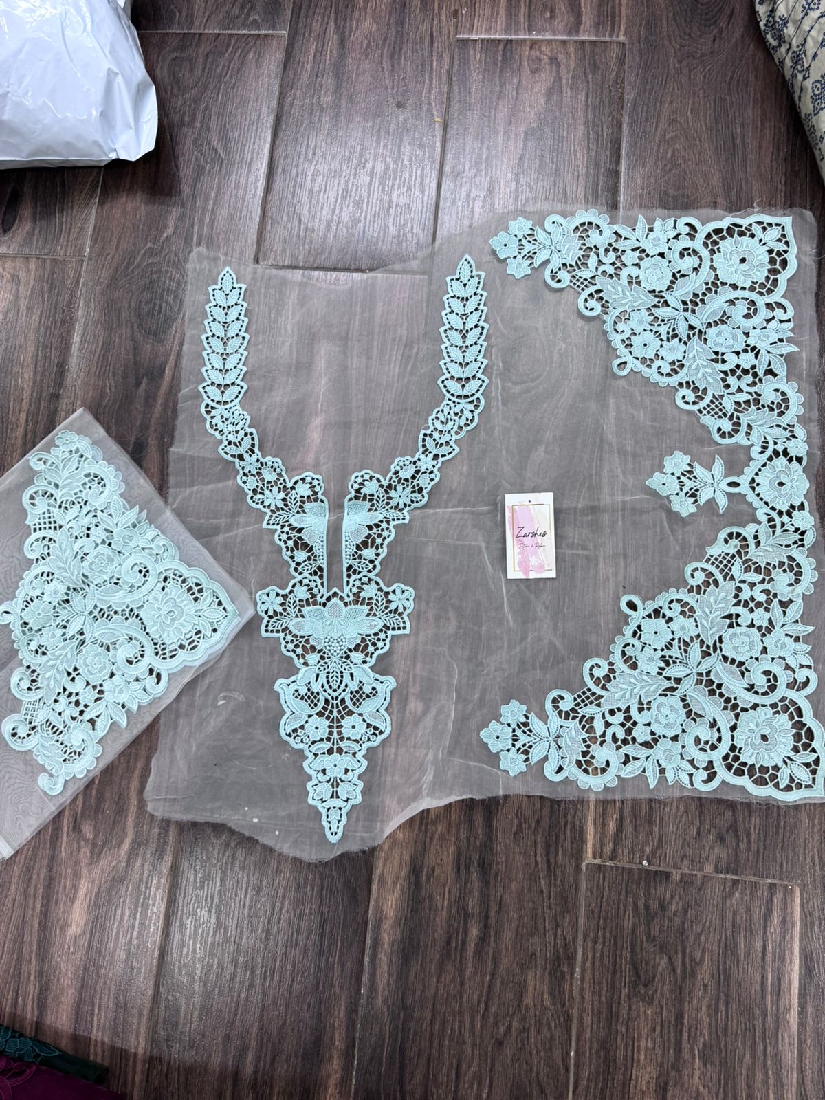 Embroidered Cutwork Patches Set – Neckline, Sleeves & Daman