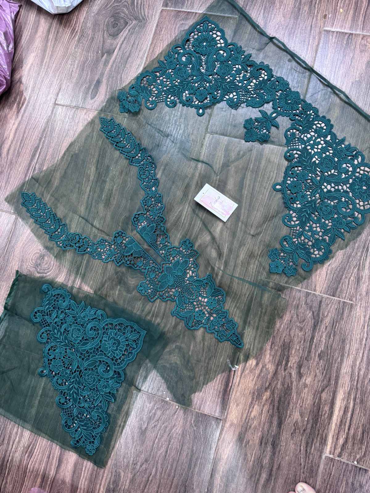 Embroidered Cutwork Patches Set – Neckline, Sleeves & Daman