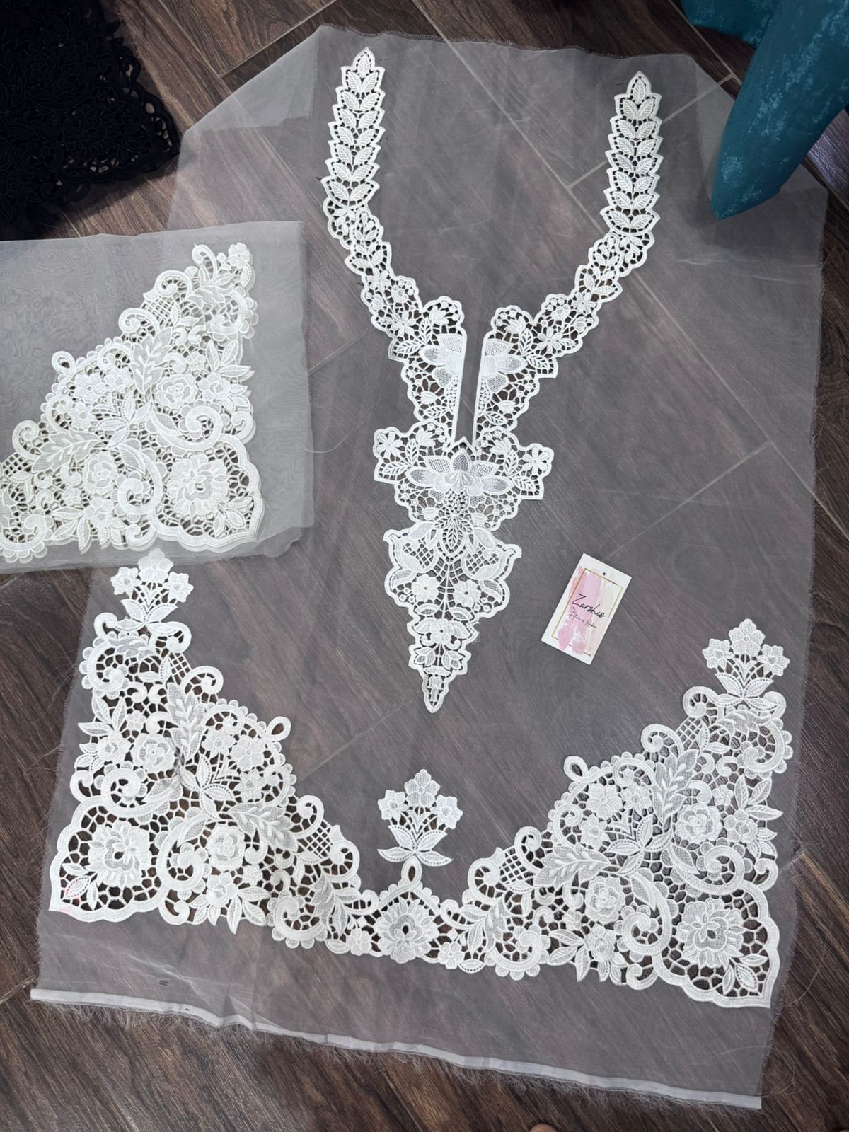 Embroidered Cutwork Patches Set – Neckline, Sleeves & Daman