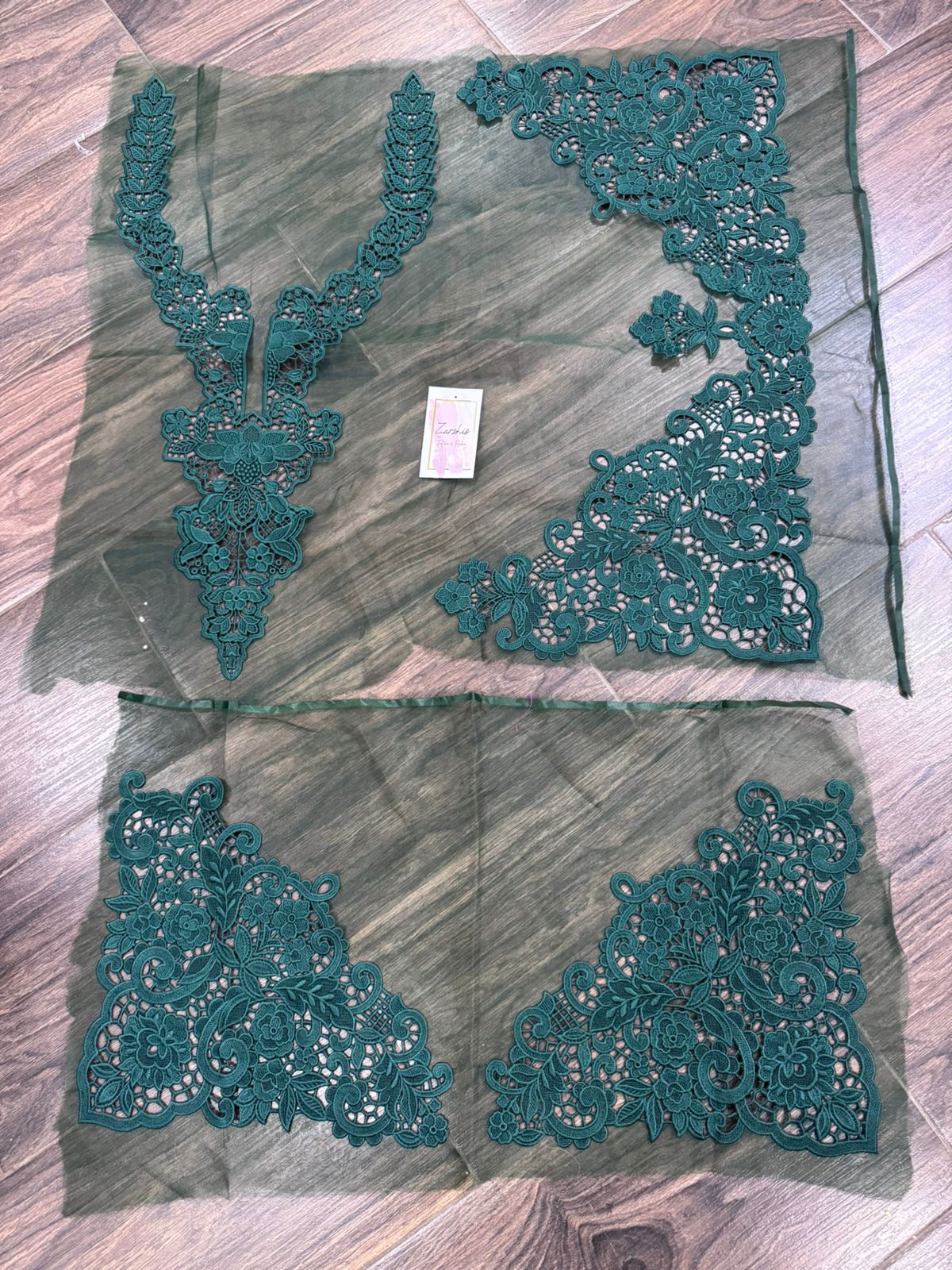 Embroidered Cutwork Patches Set – Neckline, Sleeves & Daman