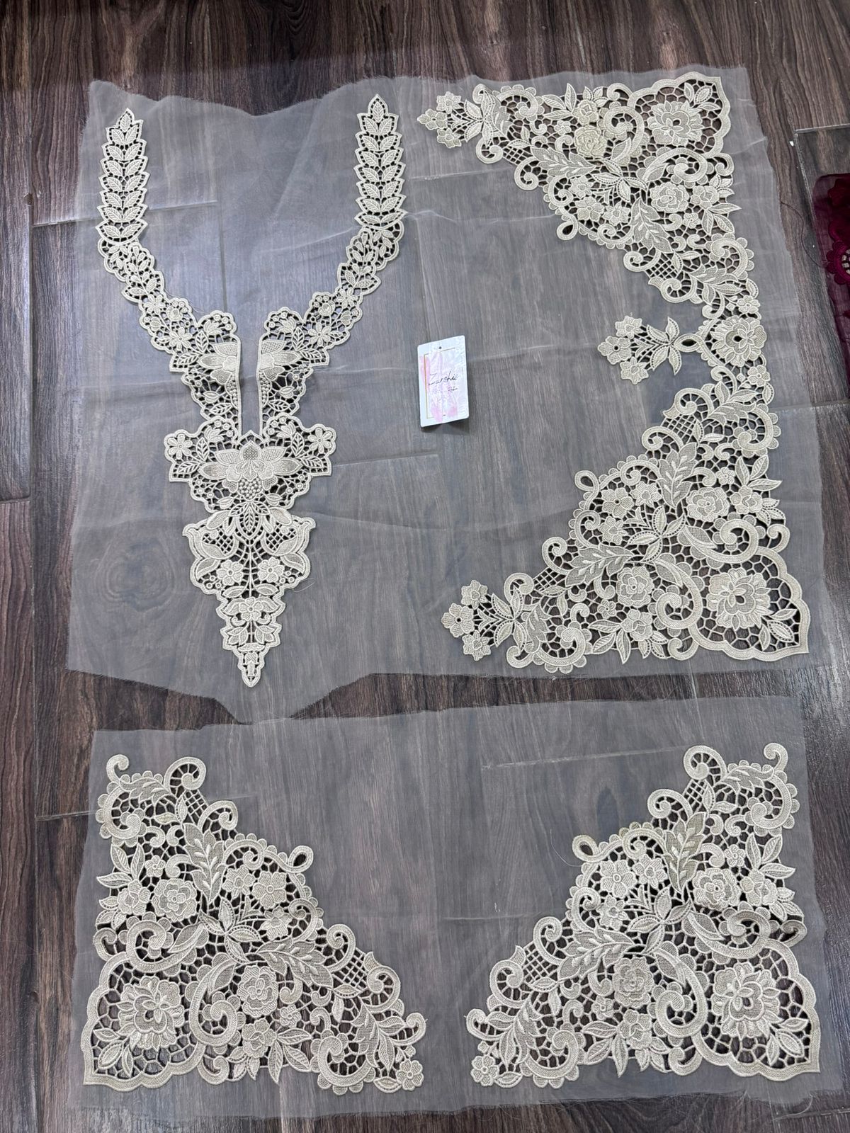Embroidered Cutwork Patches Set – Neckline, Sleeves & Daman