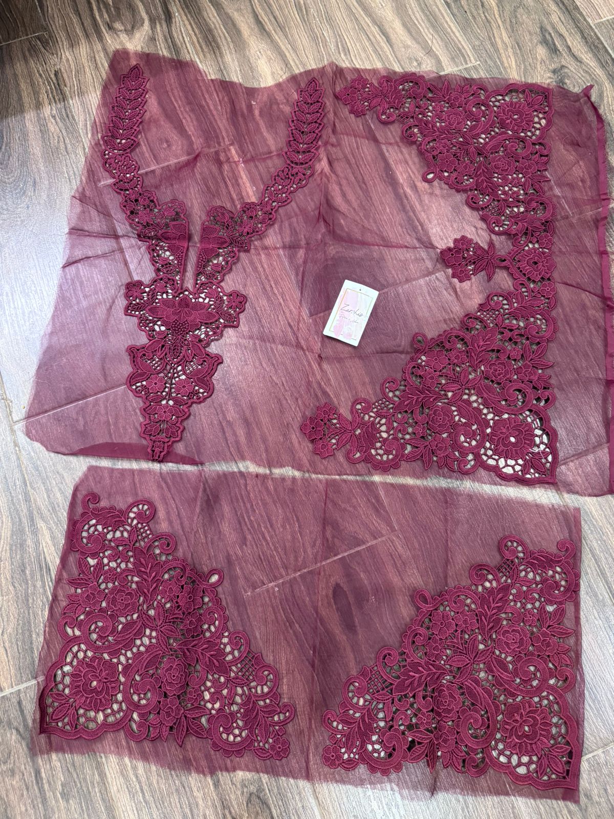 Embroidered Cutwork Patches Set – Neckline, Sleeves & Daman