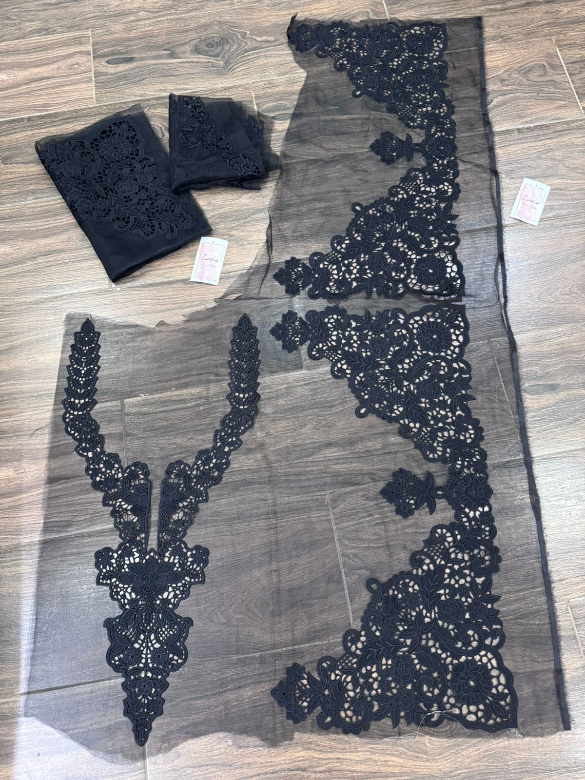 Embroidered Cutwork Patches Set – Neckline, Sleeves & Daman