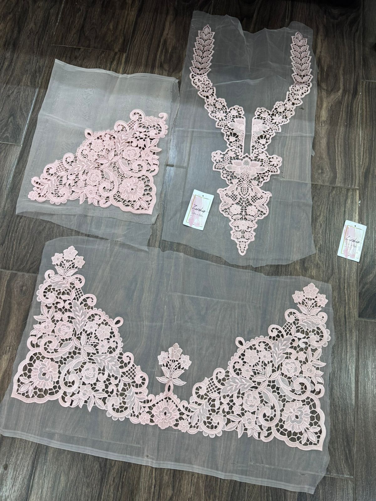 Embroidered Cutwork Patches Set – Neckline, Sleeves & Daman