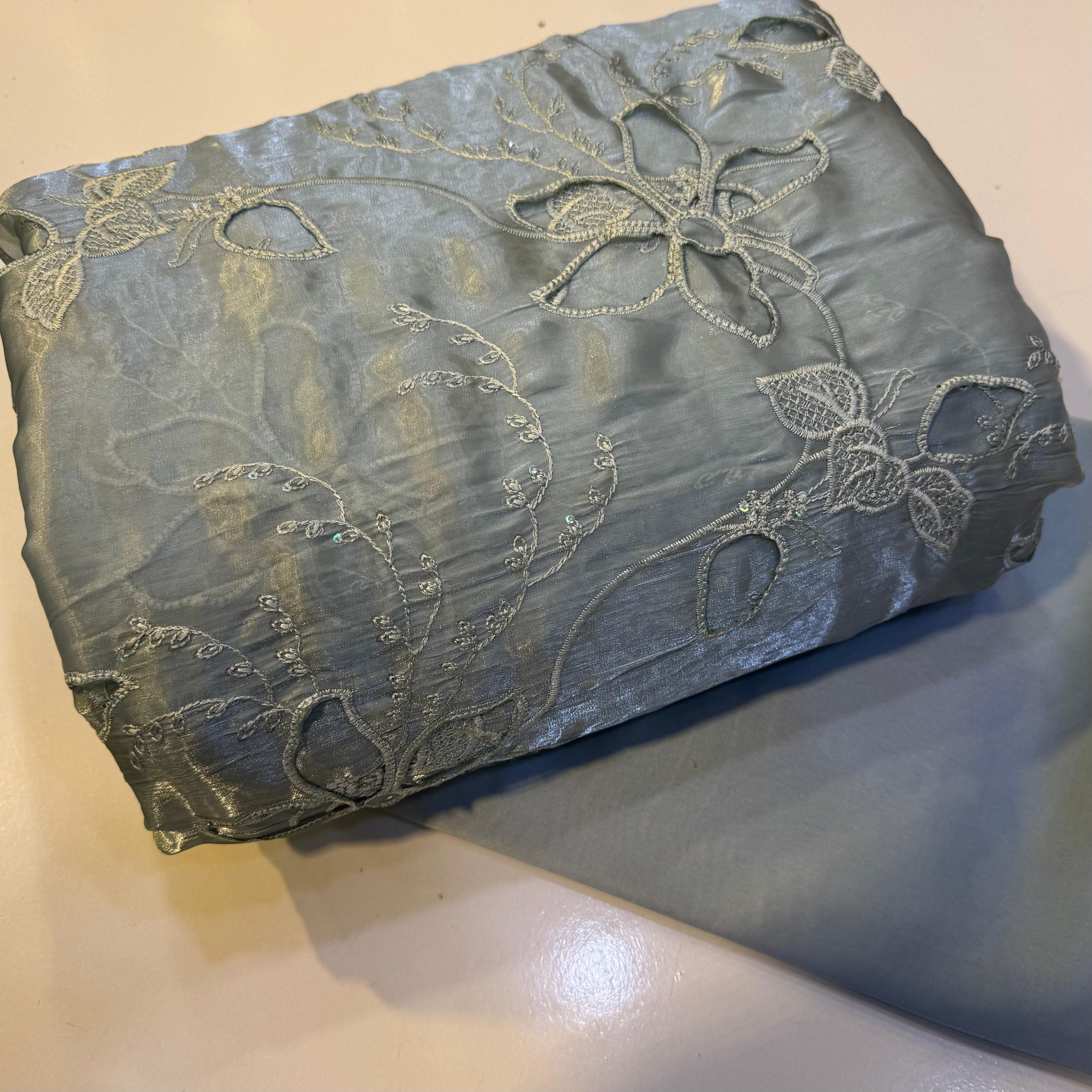Korean sheesha silk Lazer cutwork