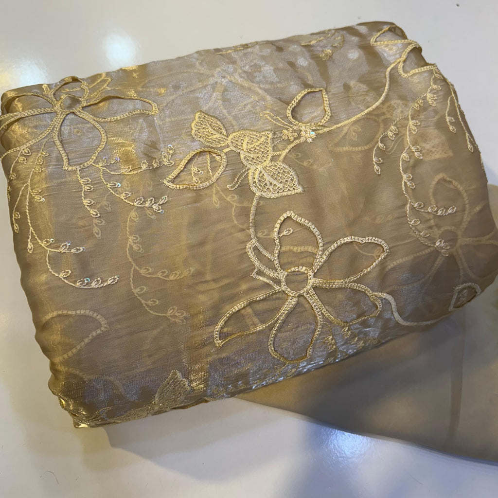 Korean sheesha silk Lazer cutwork