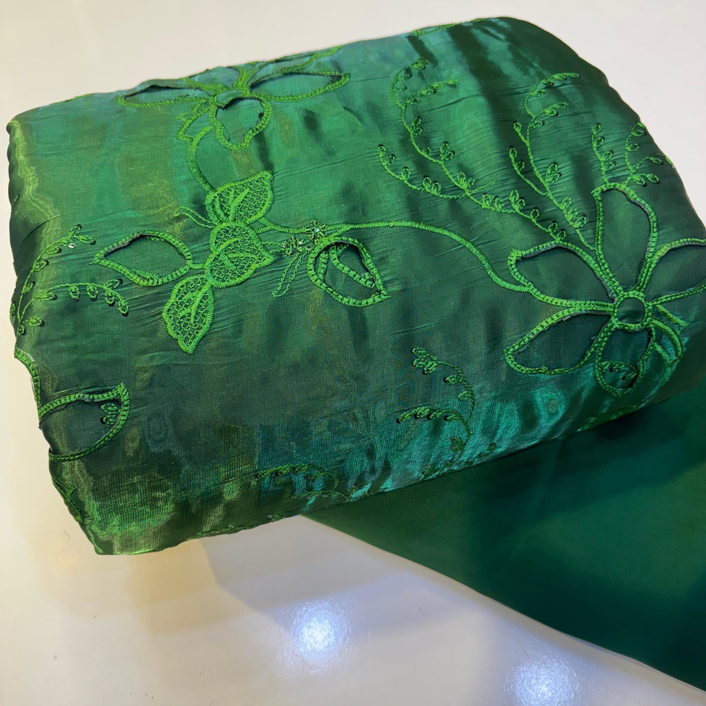 Korean sheesha silk Lazer cutwork