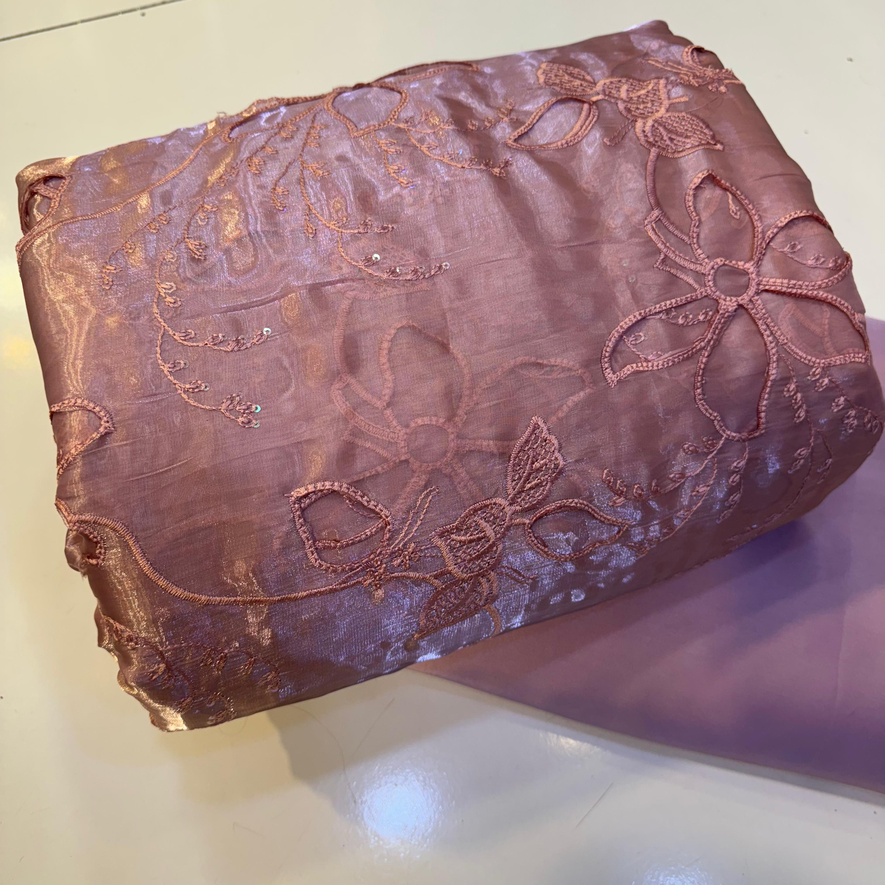 Korean sheesha silk Lazer cutwork