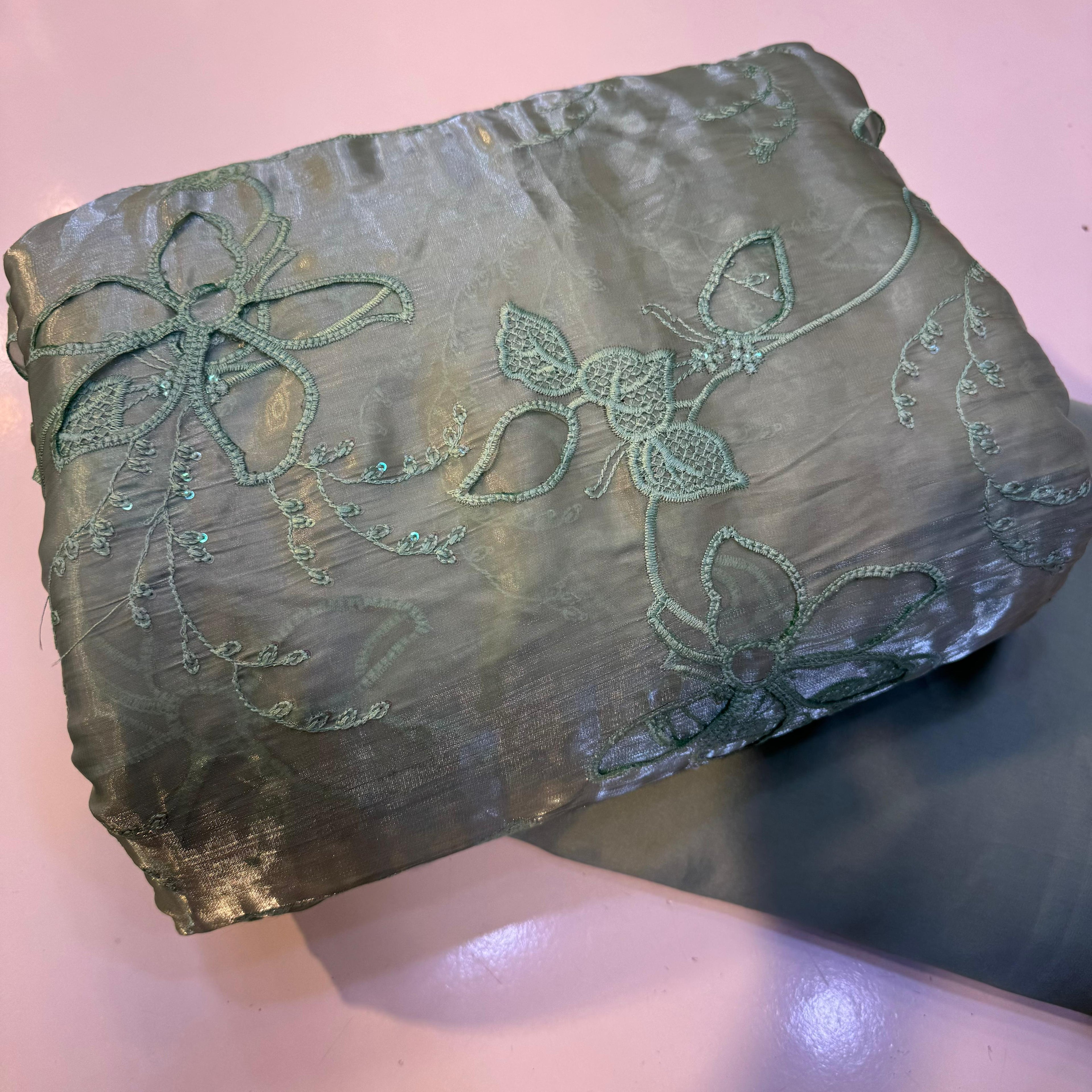 Korean sheesha silk Lazer cutwork