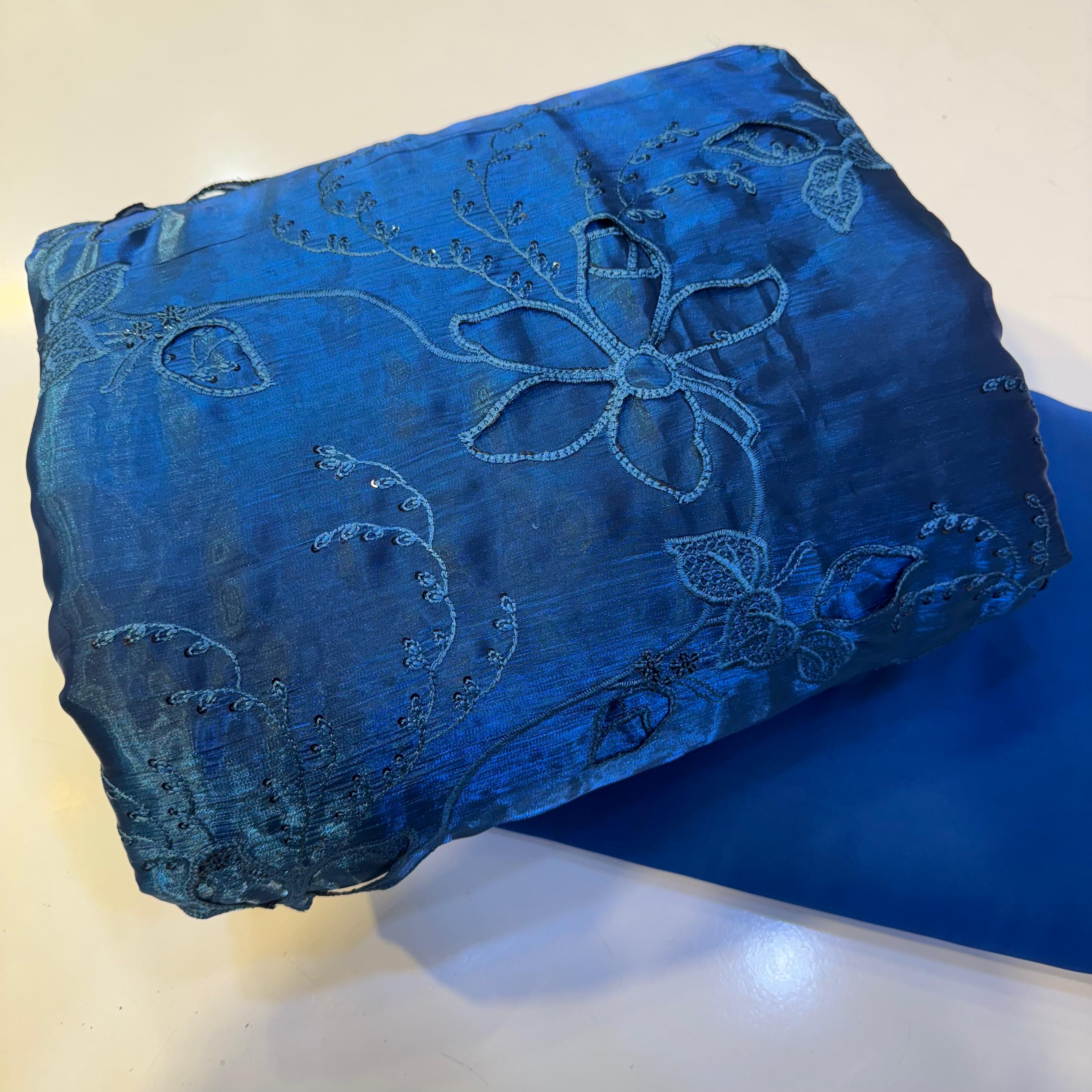 Korean sheesha silk Lazer cutwork