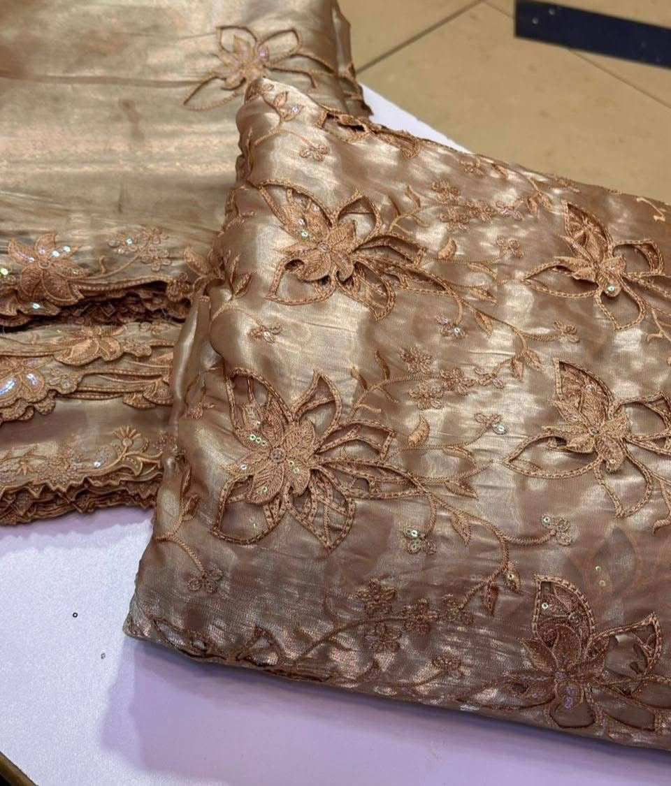 Most Trending 3D Cut Work Shesha Silk Suit ✨
