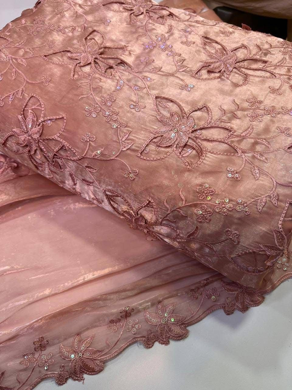 Most Trending 3D Cut Work Shesha Silk Suit ✨