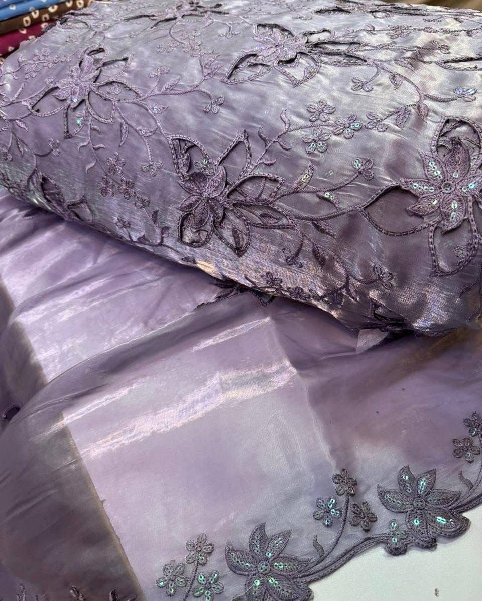 Most Trending 3D Cut Work Shesha Silk Suit ✨