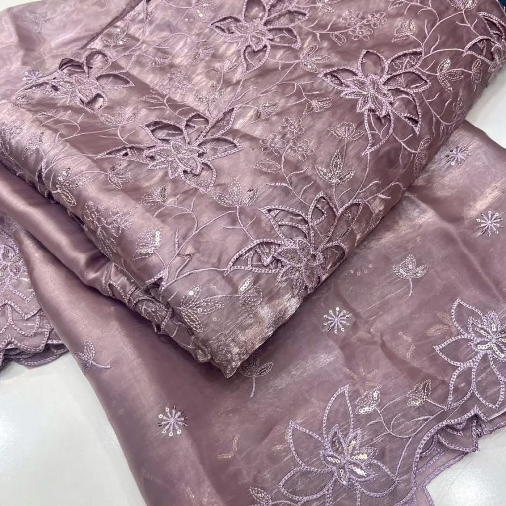 Most Trending 3D Cut Work Shesha Silk Suit ✨