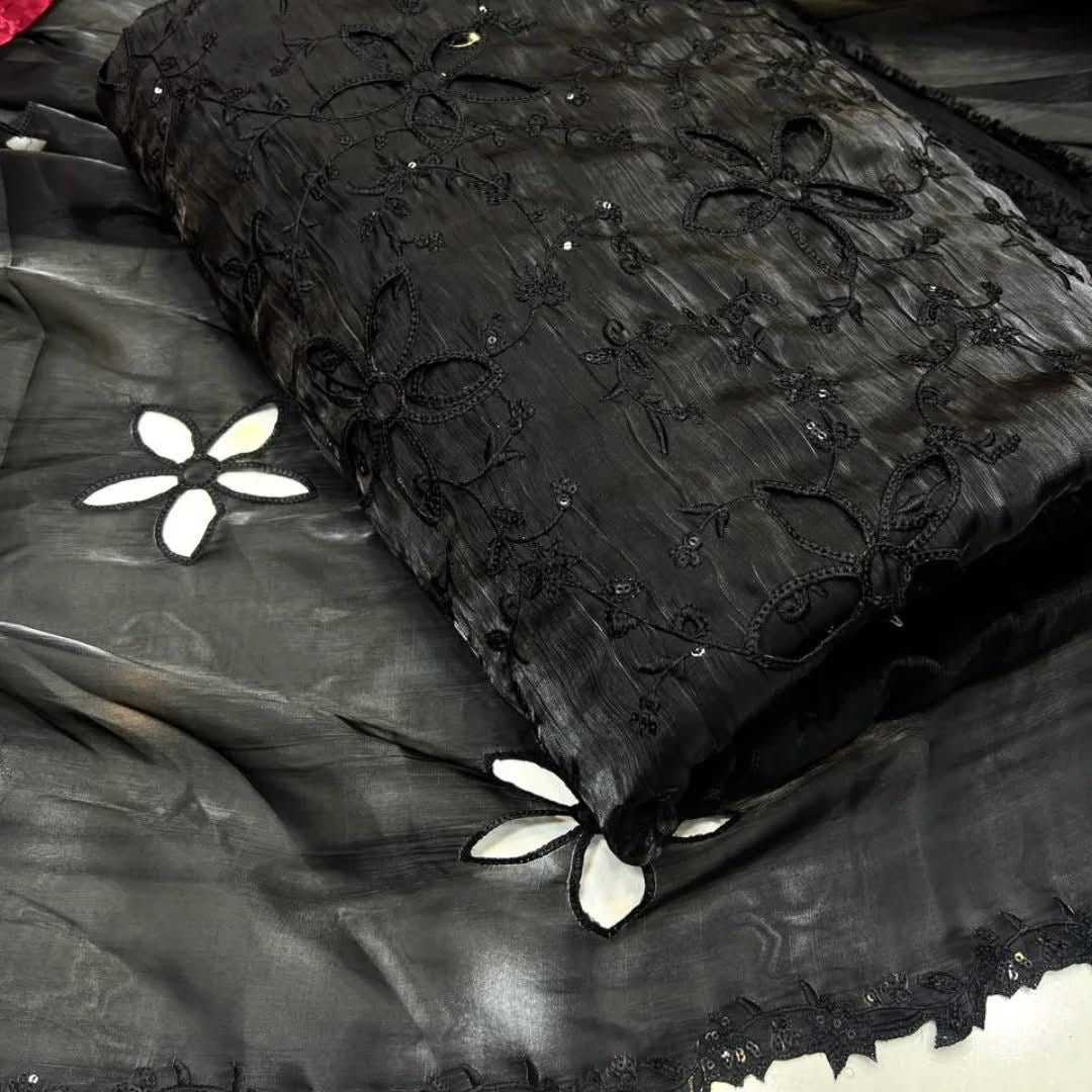 Most Trending 3D Cut Work Shesha Silk Suit ✨