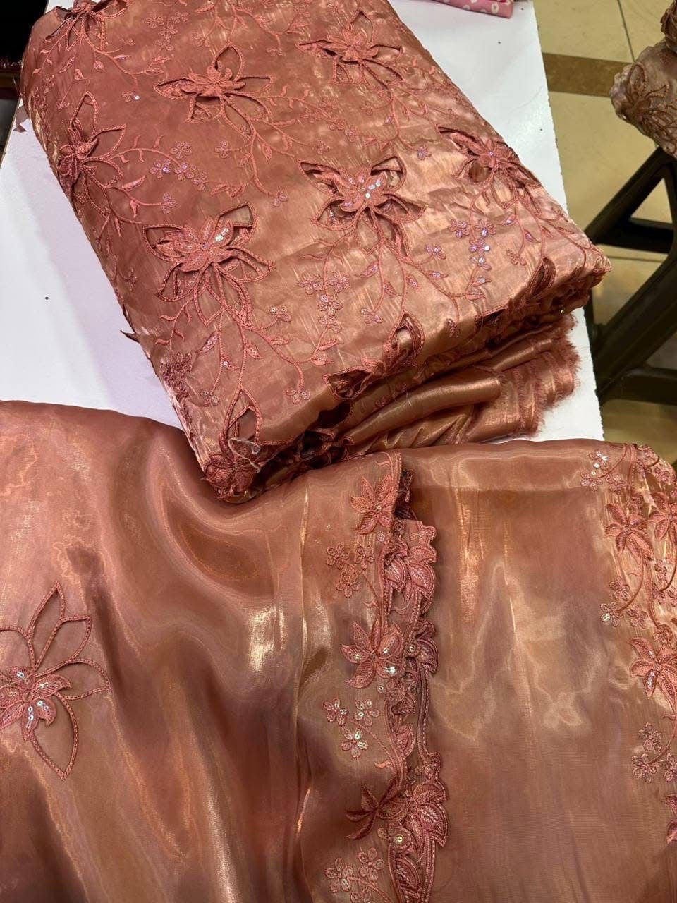 Most Trending 3D Cut Work Shesha Silk Suit ✨