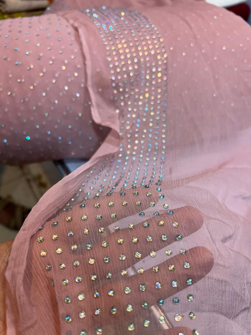 💎 Chiffon Stone Work 3PC Suit — Elegance Redefined!