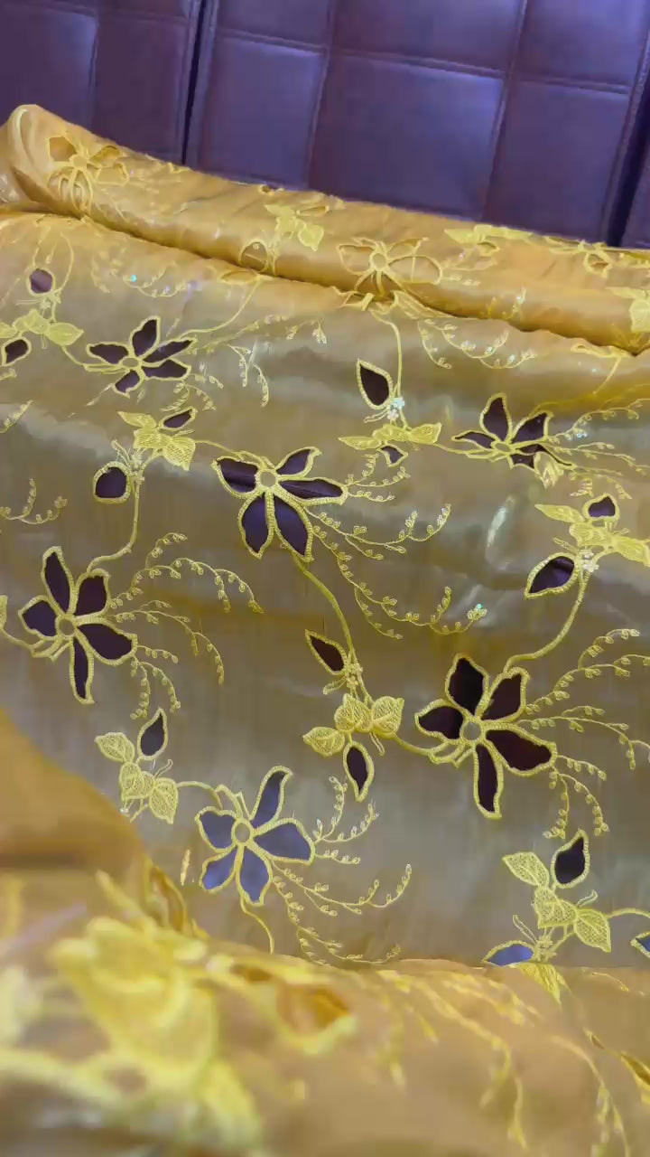 Korean sheesha silk Lazer cutwork