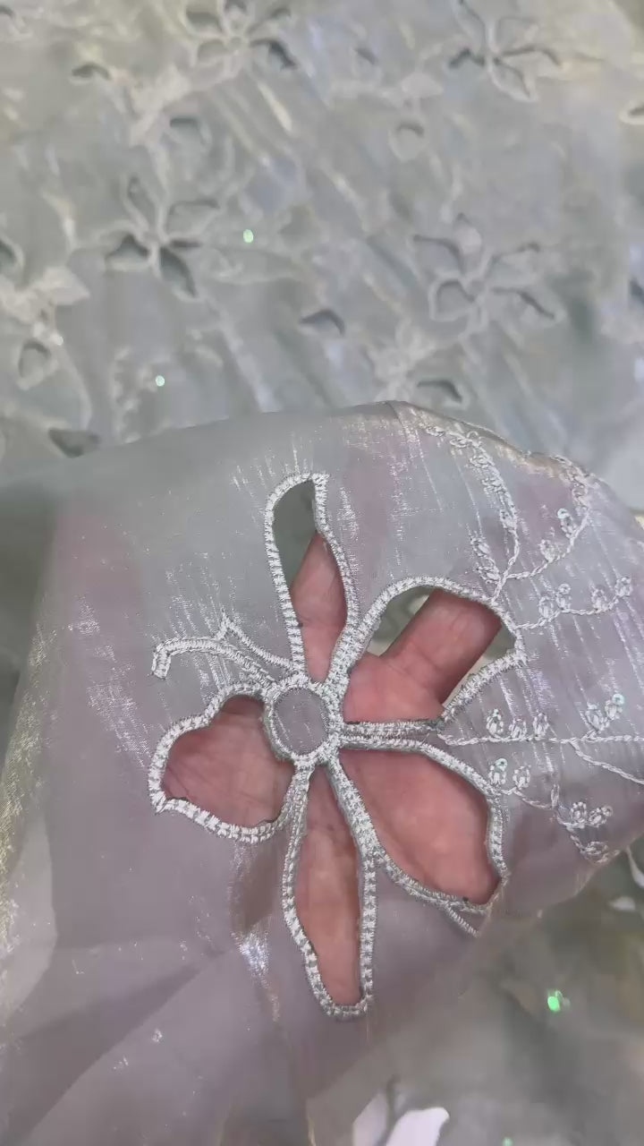 Korean sheesha silk Lazer cutwork