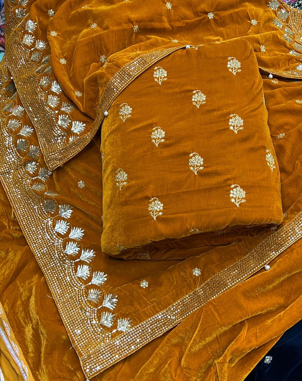 👑 Velvet Embroidered 3pc Suit