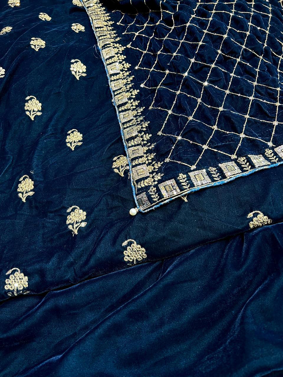 👑 Velvet Embroidered 3pc Suit