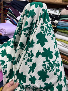 White with bottle Green Print