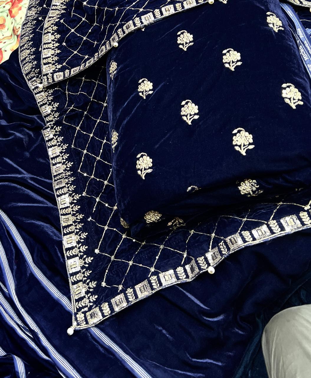 👑 Velvet Embroidered 3pc Suit