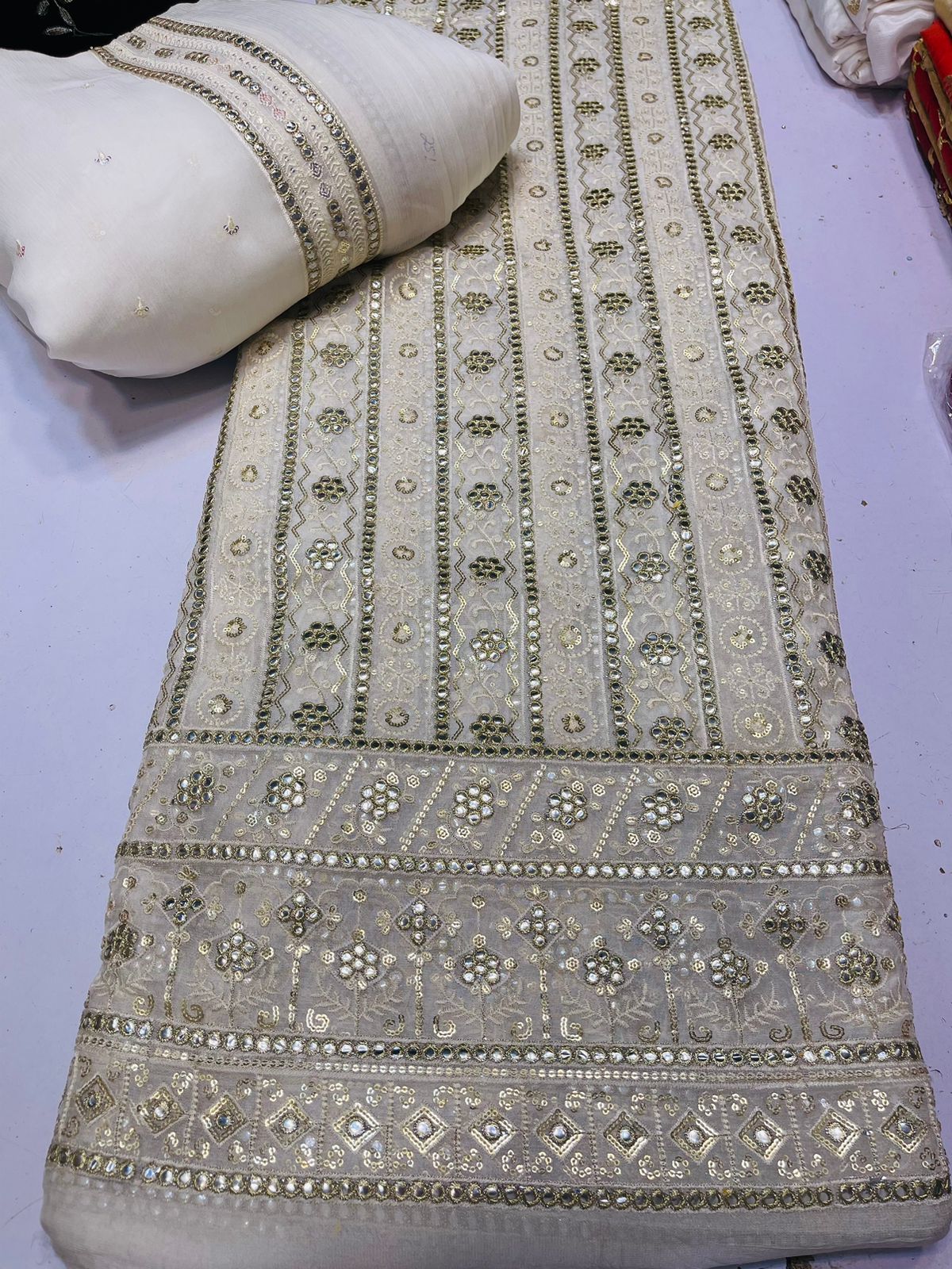 💫 New Arrival — Pure Chiffon Chikan Kari 3pc Suit