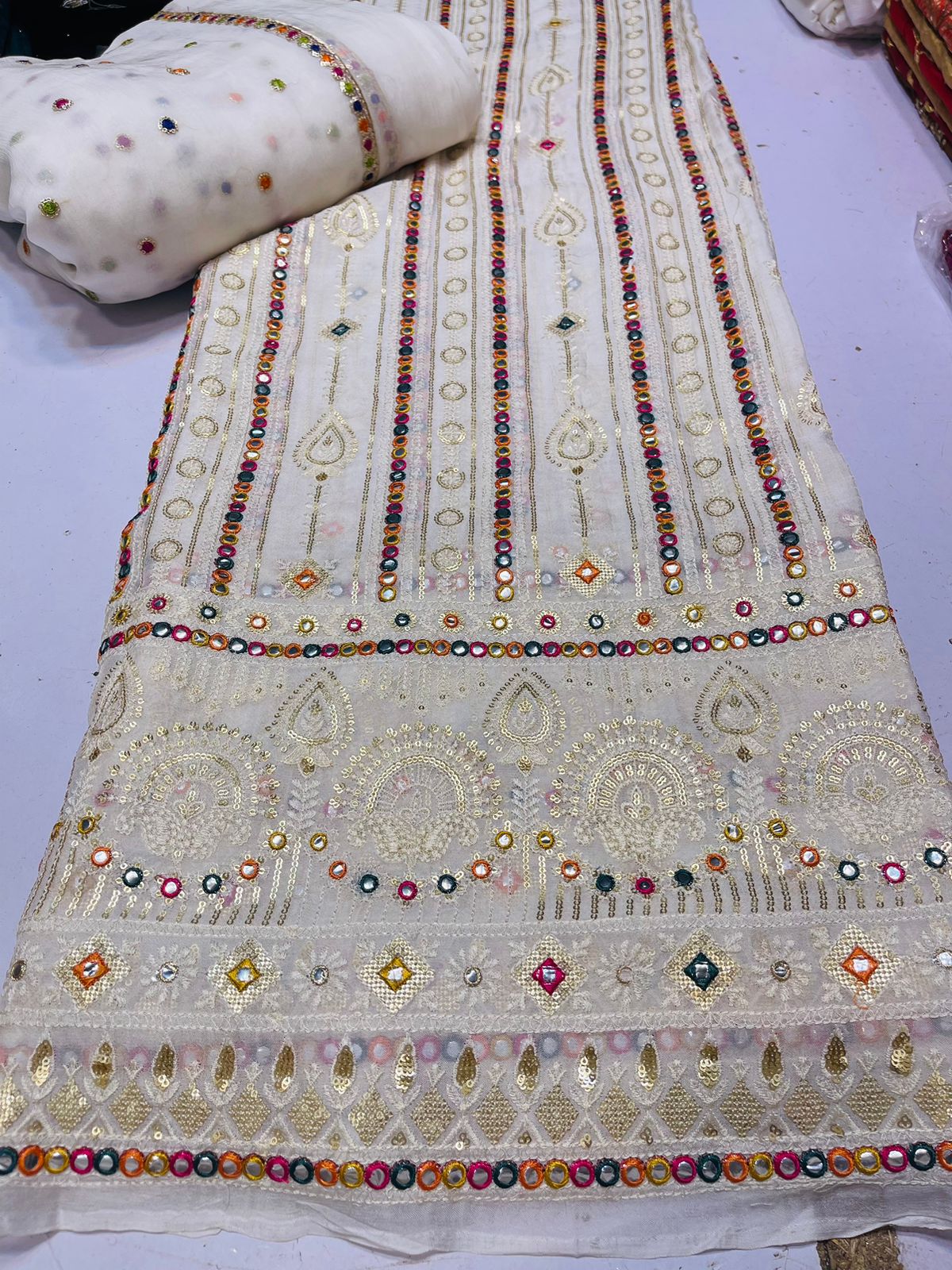 💫 New Arrival — Pure Chiffon Chikan Kari 3pc Suit