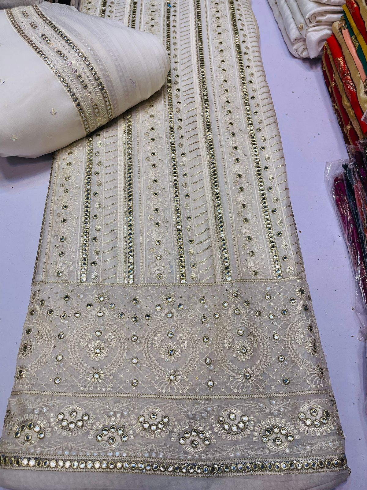 💫 New Arrival — Pure Chiffon Chikan Kari 3pc Suit