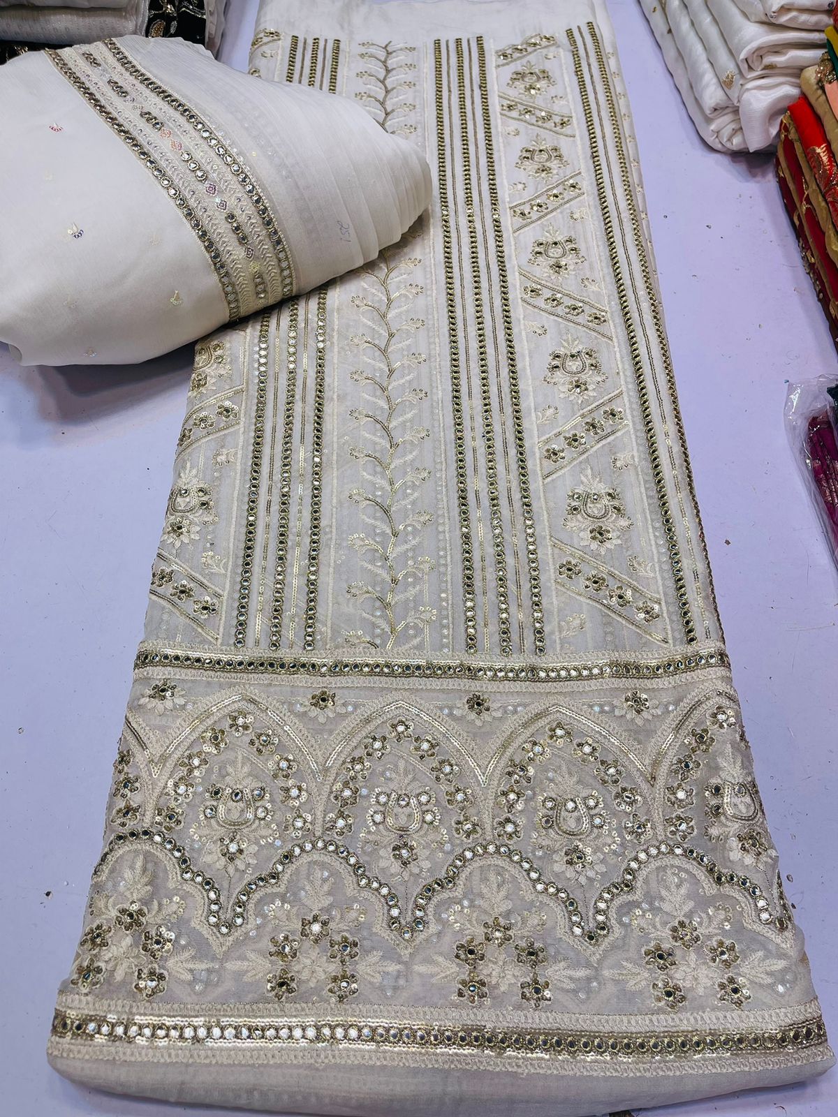 💫 New Arrival — Pure Chiffon Chikan Kari 3pc Suit