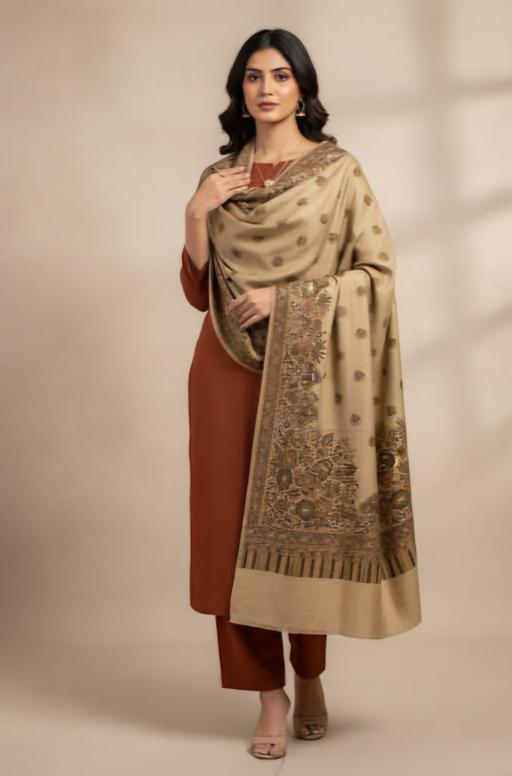 ❄️ Winter Essential — Pashmina 3pc Ensemble with Full Kani Shawl