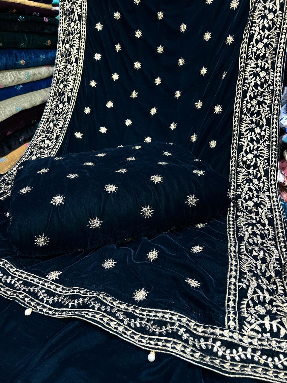 👑 Velvet Embroidered 3pc Suit