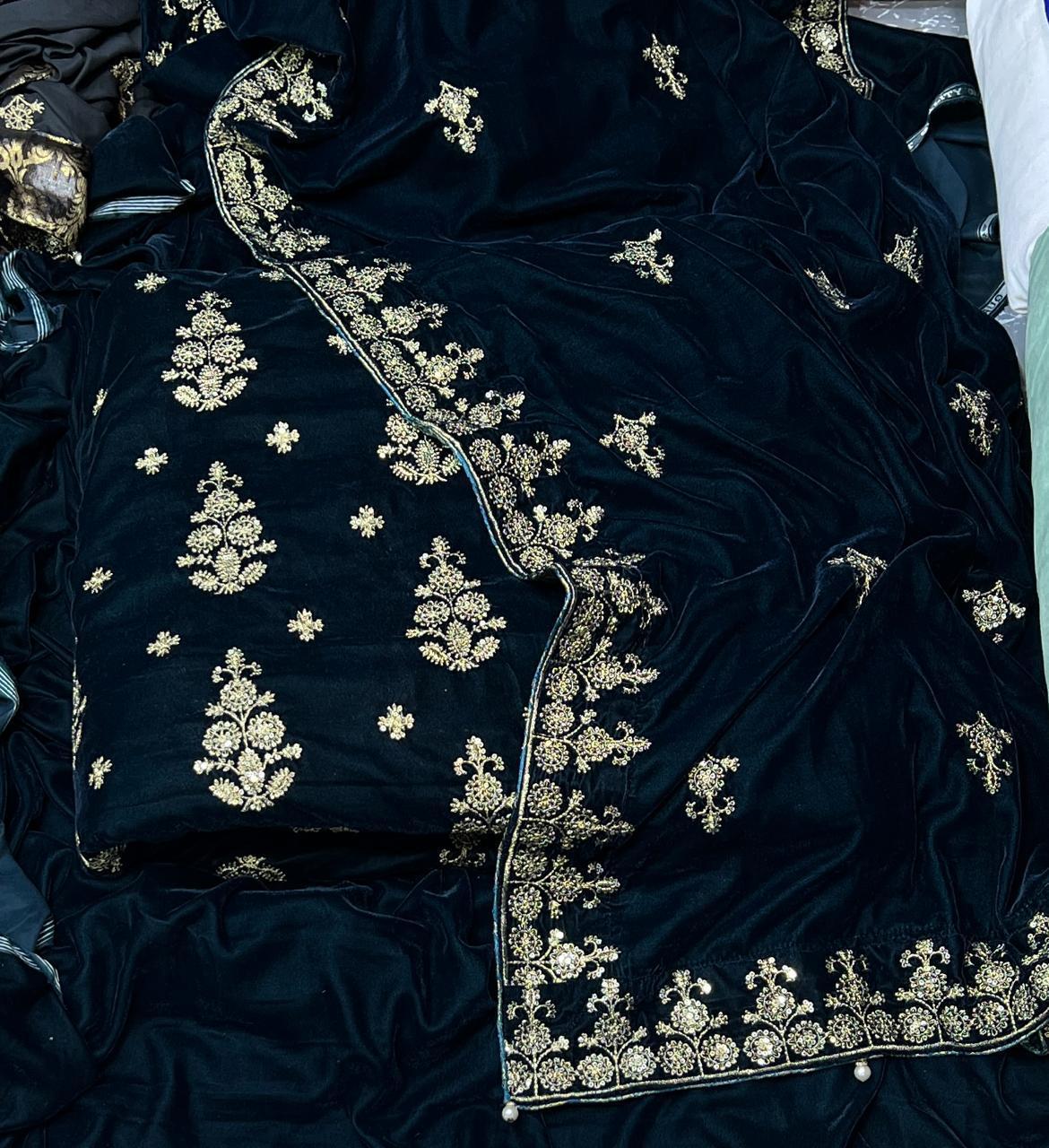 👑 Velvet Embroidered 3pc Suit