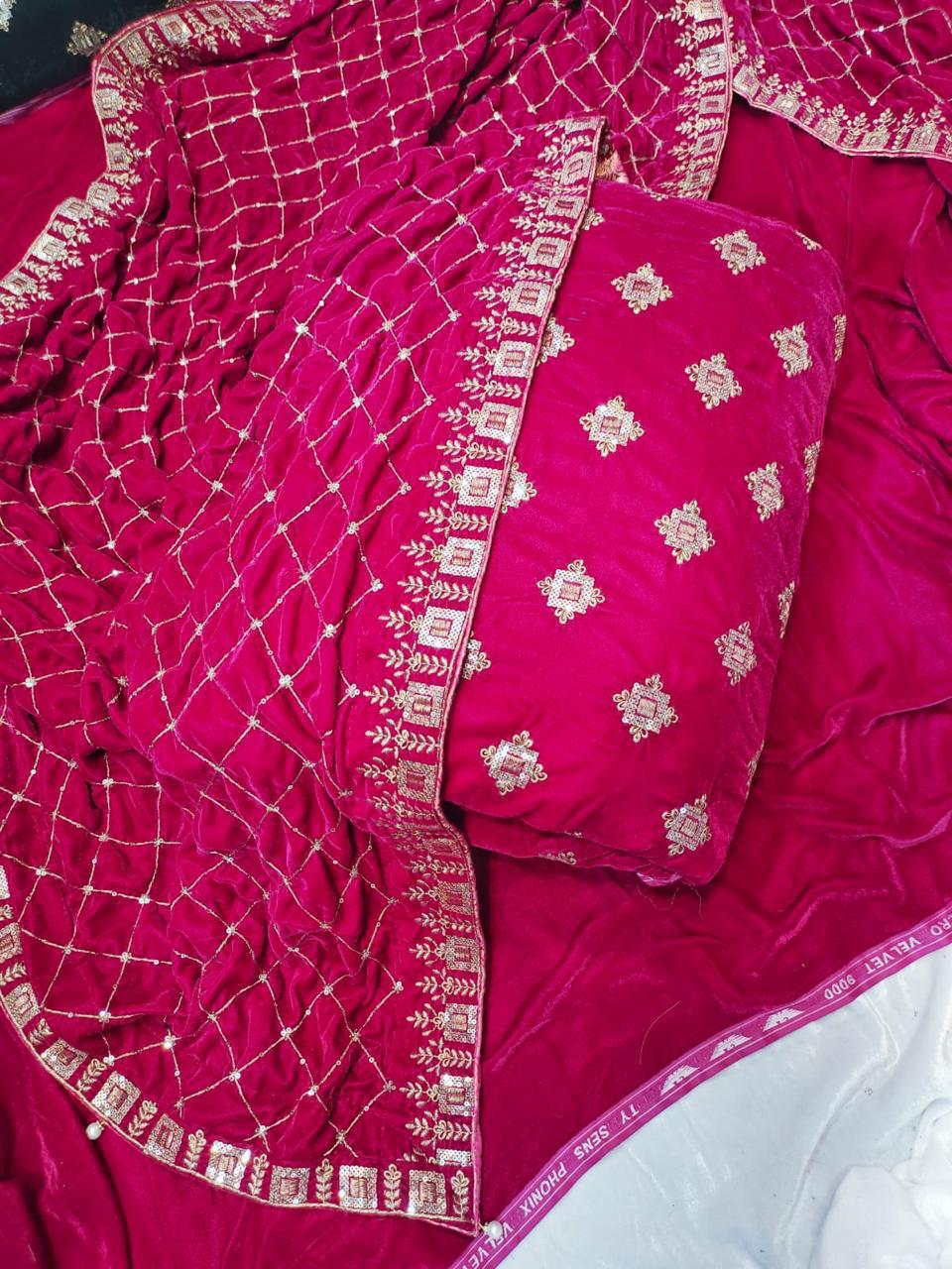 👑 Velvet Embroidered 3pc Suit