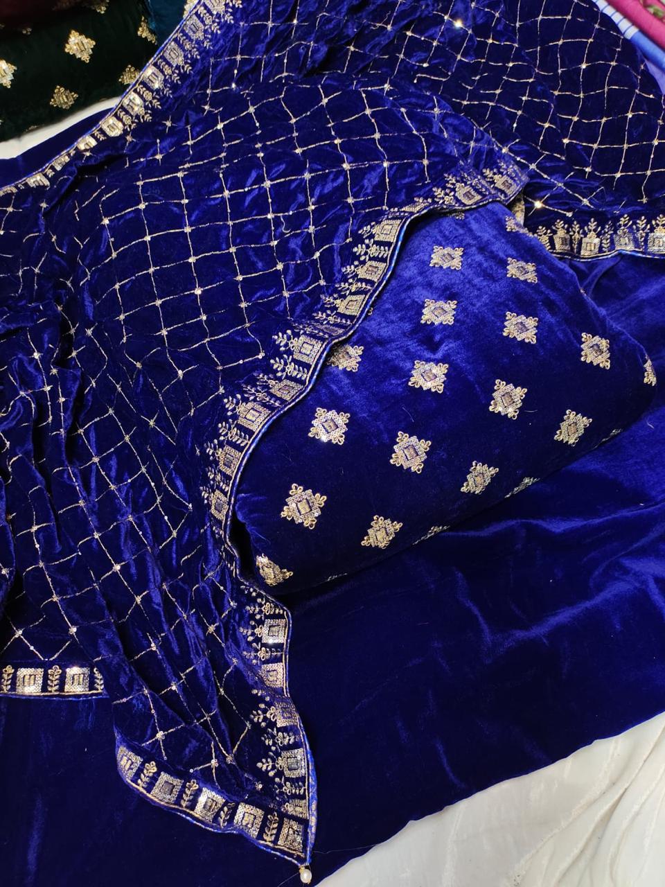 👑 Velvet Embroidered 3pc Suit