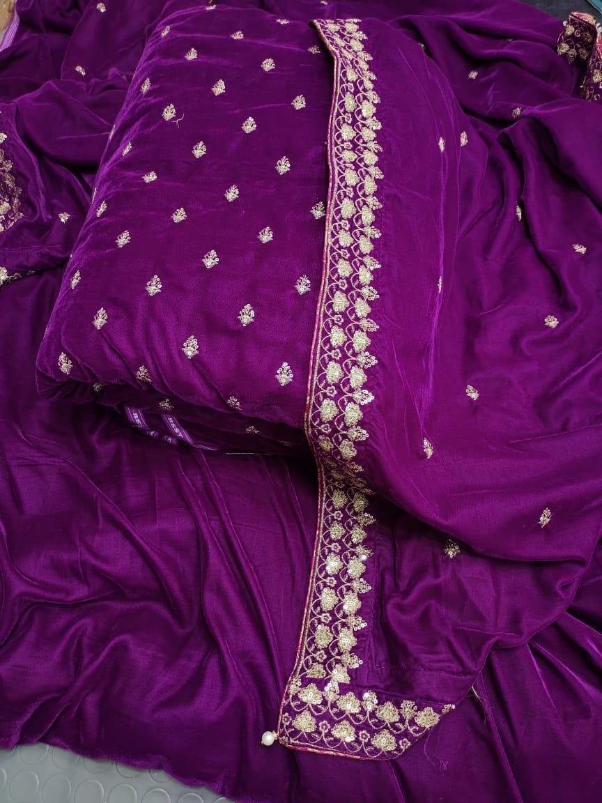 👑 Velvet Embroidered 3pc Suit