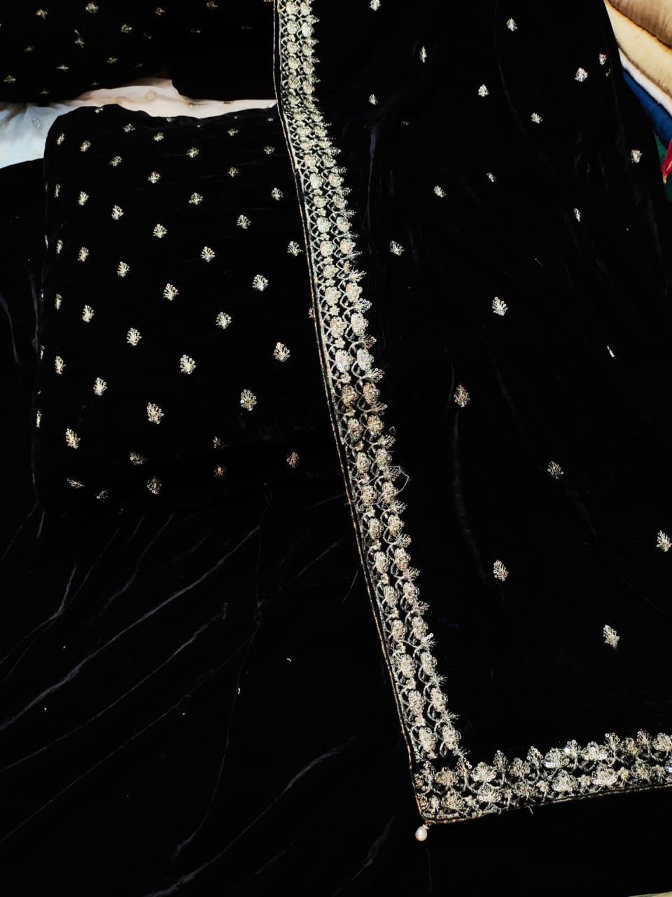 👑 Velvet Embroidered 3pc Suit